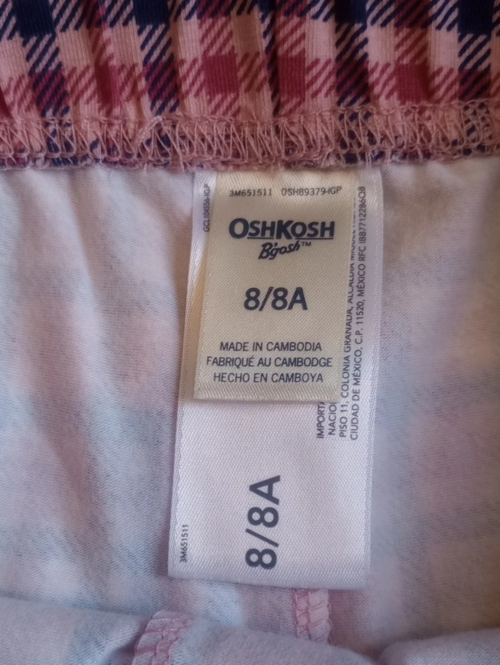 Oshkosh B'gosh Girls Pink Plaid Stretch Leggings